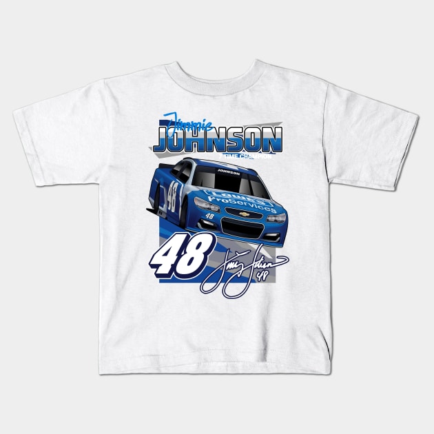 Jimmie Johnson Nascar Kids T-Shirt by kucingtertawa